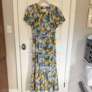 Anthropologie Somerset Lemon Floral Print Maxi Dress